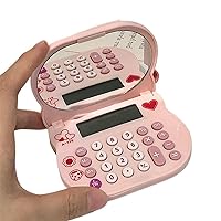 Cute Calculator Small Calculator Handheld Mirror Calculator with Flip Cover Pocket Basic Calculators for Students