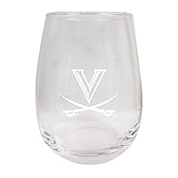 R and R Imports Virginia Cavaliers Etched Stemless Wine Glass 15 oz 2-Pack Officially Licensed Collegiate Product