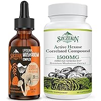 Active Hexose Correlated Compound 1500 mg Supplement 90 Capsules Bundle with 2000mg Liposomal Mushroom Complex Drops 30 Servings