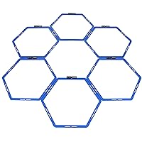 Capelli Sport Hexagonal Speed Rings, Interlocking Hex Agility Ladder Rings with Carry Bag, Blue, Set of 6