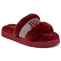 Juicy Couture Women's Slide Sandals With Faux Fur Slipper Sandals, Furry Slides, Womens Slip On Slippers