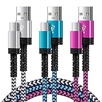 USB Type C Charger Cable 3Pack 10FT,Car Play Charging Cord for iPhone 15 Pro Max,Samsung Galaxy S24 Ultra,S23 FE,S22,A10E A02s A03s A15 A25 A14 A13,A20 A21 A22,A33 A34,A42,A54 A53 Flip 5