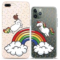 Matching Couple Cases Compatible for iPhone 15 14 13 12 11 Pro Max Mini Xs 6s 8 Plus 7 Xr 10 SE 5 Rainbow Unicorn Clear Caticorn Cute Confetti BFF Funky Silicone Cover Bro Funny