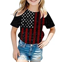 Boys Girls 4th of July Toddler Tees Patriotic Print T-Shirts Classic Short Sleeve Crewneck Memorial Day Tees Tops 4-10 Years