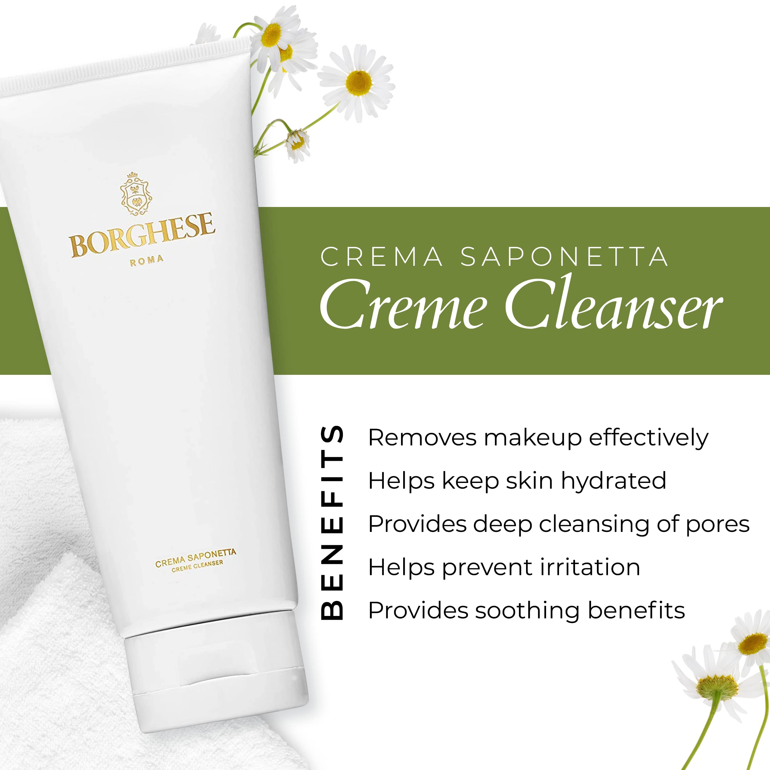 Borghese Crema Saponetta Deep Cleansing Cream - Cleanser Creme For Face - For All Skin Type - 6.7 FL Oz