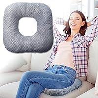 Stuffed Donut Pillow Seat Cushion | for Tailbone and Coccyx Pain, Hemorrhoids, Bed Sores, Pregnancy, Prostate, Surgery Recovery, Sitting Pressure Relief, for Home, Office and Car (Grey)