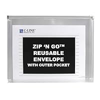 C-Line Zip 'N Go Expanding Portfolio with Outer Pocket, Letter Size, 200-Sheet Capacity, Clear, 3 per Pack (48117)