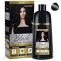 Black Hair Dye Shampoo 3 in 1 Hair Color Shampoo for Hair Coverage Long Lasting,Herbal Hair Dye Shampoo Long Lasting 100% Gray Coverage Herbal Ingredients(500ML)