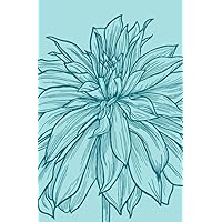 Lined Notebook with a Blue Hand-Drawn Dahlia Cover: Simple Lined Notebook with white pages and a lovely blue cover with a digitized drawing of a blooming Dahlia