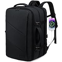 LOVEVOOK Carry on Backpack, Expandable 30-40L Travel Backpack Airline Approved, Waterproof Anti-Theft Backpack for Travel, 17 Inch Backpack with USB Port for Men & Women, Black