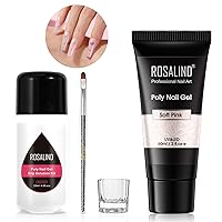 ROSALIND Soft Pink Poly Nail Gel, 60ml Poly Extension Gel for Nail Art Decoration, Nail Thickening Extension with Slip Solution Easy to DIY, Pink Nail Enhancement as gift Need UV Lamp