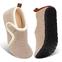 Ibeauti Womens Mens House Slippers Rubber Sole Indoor Slipper Socks Lightweight Fleece Lined Slip-on Barefoot Slippers