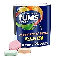 Migraine Relief Caplets, 24 Count & TUMS Fruit Antacid Chewable Tablets, 3 Rolls of 8ct