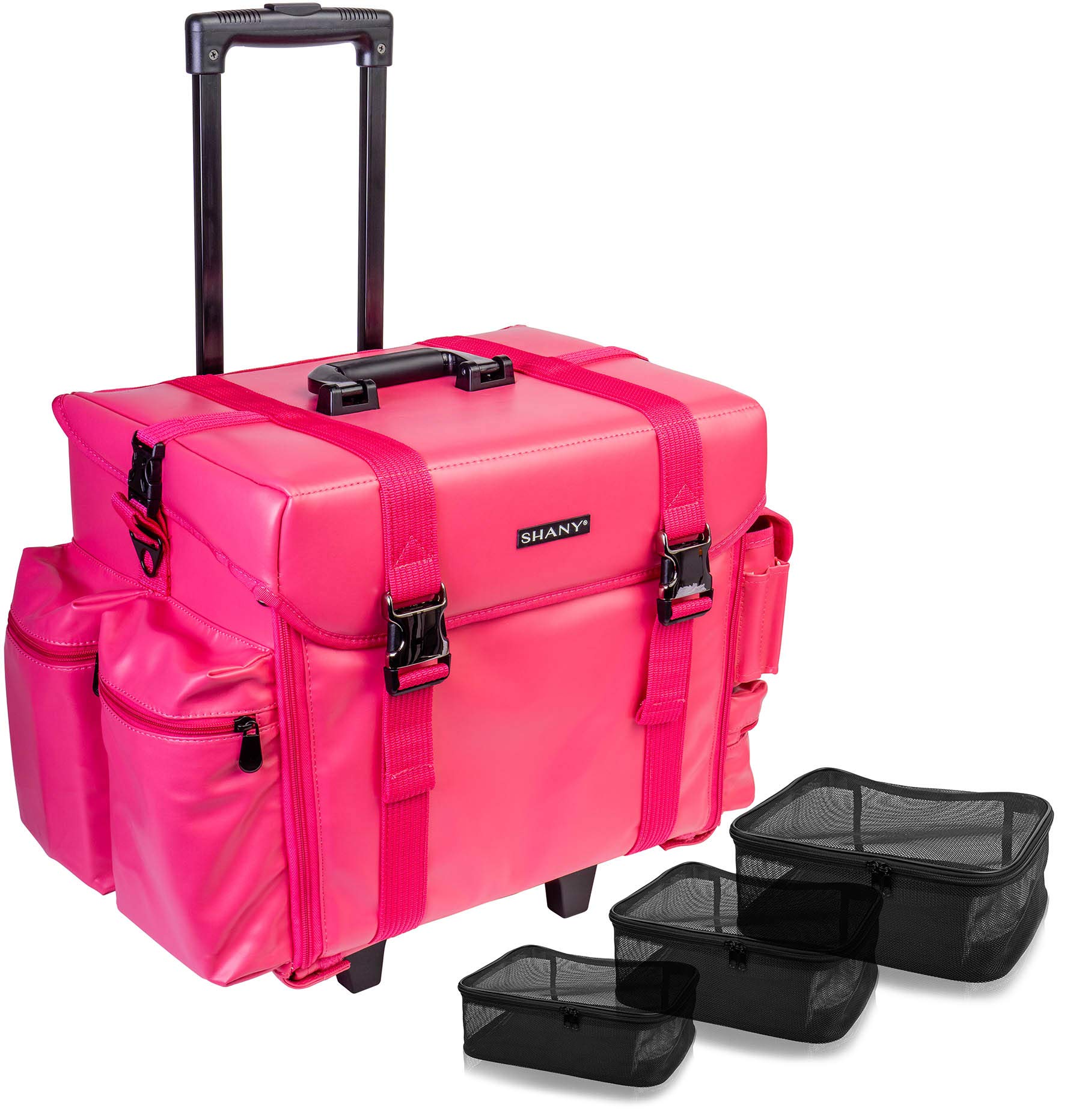 SHANY Makeup Artist Soft Rolling Trolley Cosmetic Case with Free Set of Mesh Bags - Sweetheart
