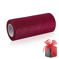  Red Tulle Glitter Tulle Fabric 6 Inch by 50 Yards (150 feet) Tulle  Ribbon for Gift Wrapping Sparkle Sequin Tulle Rolls Spool DIY Party Wedding  Birthday Decor