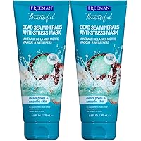 FREEMAN Anti-Stress Clay Facial Mask with Dead Sea Minerals, Balancing and Clearing Beauty Face Mask, 6 oz, 2 Pack