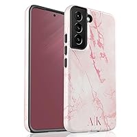 Custom Monogram Initials Pink Marble Case, Personalized Name Case, Designed for Samsung Galaxy S24 Plus, S23 Ultra, S22, S21, S20, S10, S10e, S9, S8, Note 20, 10