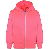 Kids Jacket Girls Boys Plain Fleece Hoodie Zip Up Style Zipper 5-13