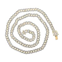 The Diamond Deal 10kt Yellow Gold Mens Round Diamond Cuban Link Chain Necklace 3-7/8 Cttw