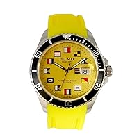 Del Mar 50379 46mm Stainless Steel Quartz Watch w/Polyurethane Band in Yellow with a Yellow dial