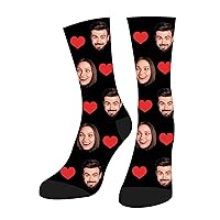 Custom Socks with Heart, Custom Face Socks Print Your Picture, Personalized Gifts for Men, Face on Socks