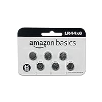 Amazon Basics 6-Pack LR44 Alkaline Button Coin Cell Battery, 1.5 Volt, Long Lasting Power, Mercury-Free