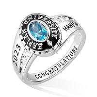 Custom Class Ring Graduation Ring for Women College Ring High School Ring Graduation Class Rings for Her Personalized Women's Graduation Rings University Class Rings Ladies Signet Class Ring
