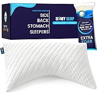 Pillow for Side and Back Sleepers - Comfort for Neck and Shoulder Pain - Adjustable and Customizable Shredded Memory Foam Filling - Queen Size - Includes Additional Foam Fill (White)