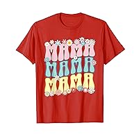 Retro Groovy Mama Floral flowers Mothers Day Birthday Gifts T-Shirt