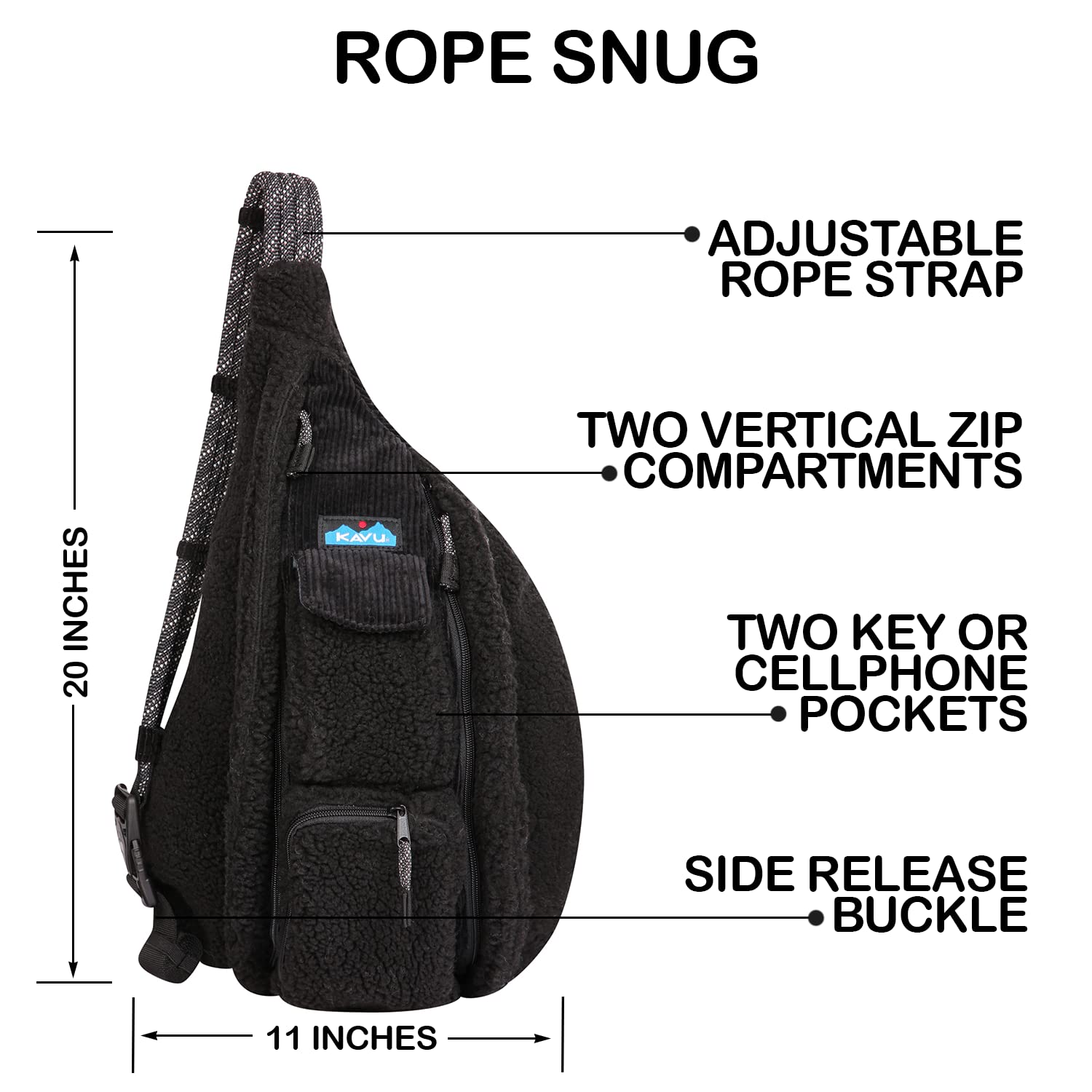 KAVU Original Rope Snug Sling Pack with Adjustable Strap - Shadow