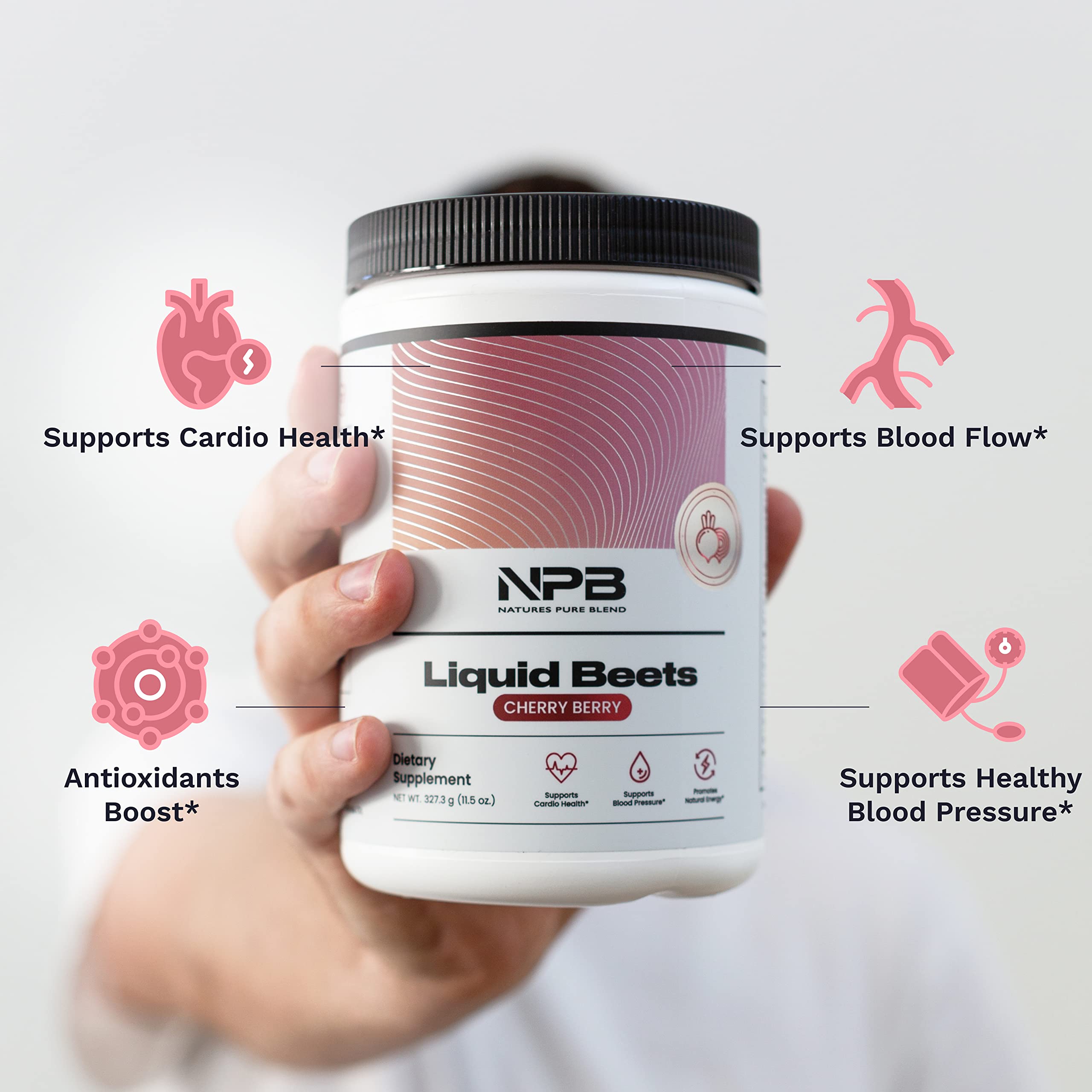Nature's Pure Blend - Liquid Beets (8,000 MG Organic Beets), Support Blood Pressure, Blood Circulation, Heart Health - Energy - Nitric Oxide Supplement, L-Arginine - Cherry Berry Flavor (30 Servings)