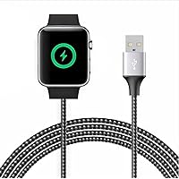Geflochtenes Ladegerät für Apple Watch, magnetisches Schnellladekabel, tragbar, kabelloses Laden, kompatibel mit iWatch Serie Ultra 2/Ultra/9/8/7/6/SE2/SE/5/4/3/2/1-3,3FT