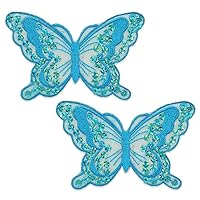 Expo International Iron-On Butterfly Sequin Pack of 2 Patches/Appliques, Turquoise