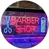Barber Shop Hair Cut Scissor Pole Display Dual Color LED Neon Sign Blue & Red 16