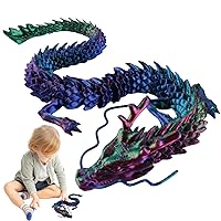 3D Printed Dragon 12 inch Flexible Articulated Dragon Posable Crystal Dragon Stress Relief Dragon Toys Dragon Gifts for Car Decoration Colorful