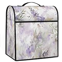 Floral Delicate Lavender Purple (02) Coffee Maker Dust Cover Mixer Cover with Pockets and Top Handle Toaster Covers Bread Machine Covers for Kitchen Cafe Bar Home Decor