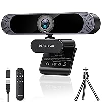 DEPSTECH 4K Webcam, Ultra HD 1/2.55'' Sony Sensor, 3X Digital Zoom, Dual Noise-Canceling Microphones, Remote Control, Auto Focus, Streaming Webcam for PC, Mac, Laptop, Video Call, Zoom, Skype, Teams