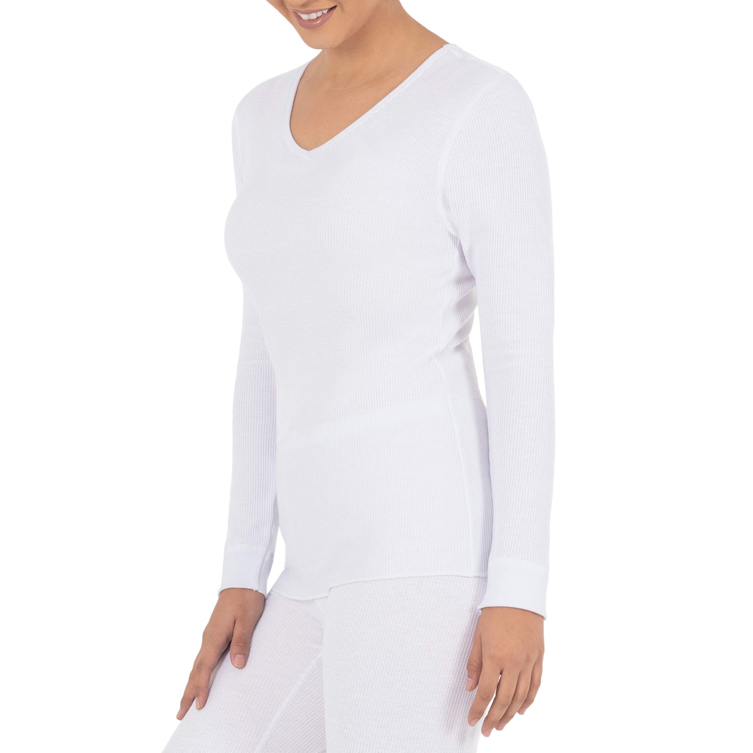 Fruit of the Loom Women's Micro Waffle Thermal V-Neck