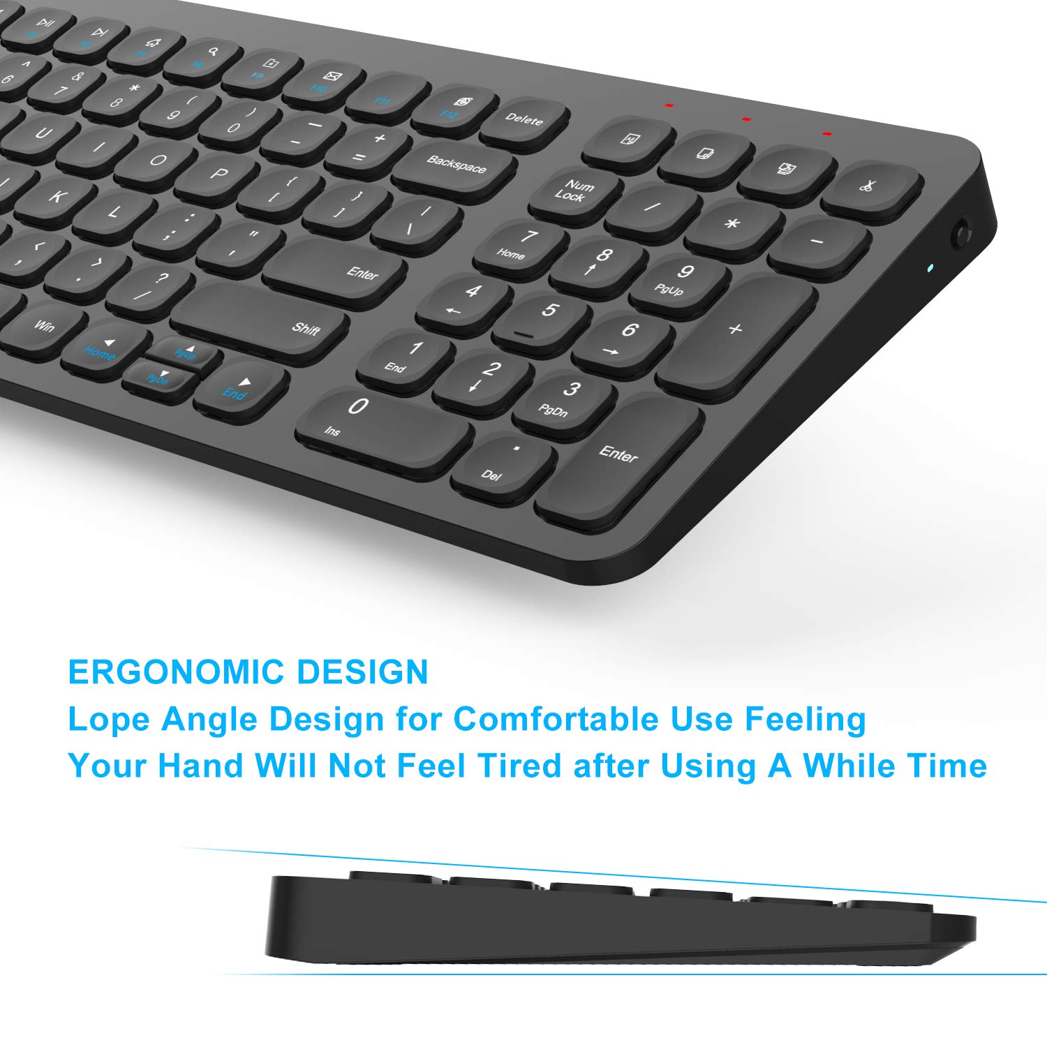 LeadsaiL Wireless Keyboard and Mouse, Wireless Mouse and Keyboard Combo, Cordless USB Computer Keyboard and Mouse Set, Ergonomic, Silent, Compact Slim for Windows Laptop, Apple, iMac, Desktop, PC