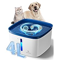 Cat Water Fountain, 135oz/4L Ultra Quiet Dog Water Fountain, Instant Clean Vortex Design, Pet Water Fountain for Cats Dogs Multiple Pets, Automatic Dog Water Dispenser with LED Light