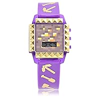 Accutime Microsoft Minecraft Kids Digital Watch - LED Flashing Lights, LCD Watch Display, Kids, Girls Watch, Plastic Strap in Purple (Model: Min4012AZ)