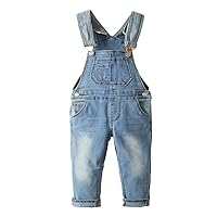 KIDSCOOL SPACE Baby Toddler 2 Buttons Adjustable Straps Fashion Jean Overall