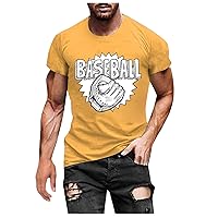 Men's Summer Short Sleeve T Shirts Fashion Baseball Graphic Streetwear Tee Tops Casual Loose Crewneck Tees