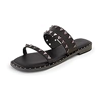 CUSHIONAIRE Women's Visby stud slide sandal +Memory Foam, Wide Widths Available