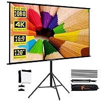 Projector Screen with Stand, Towond 120 inch Indoor Outdoor Projection Screen, Portable 16:9 4K HD Movie Screen with Carry Bag Wrinkle-Free Design for Home Theater Backyard Cinema