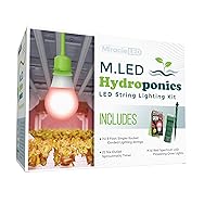 Miracle LED Hydroponics LED Indoor Grow Light Kit - Includes 1 Ultra Grow Red Spectrum 150W Replacement Grow Light Bulbs & 1 Single-Socket Corded Fixture with SproutMatic Timer (4-Pack)
