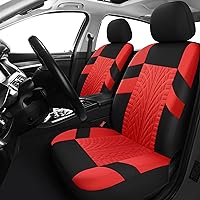 Car Seat Covers Front Pair,Universal Cloth Front Seat Covers for Car,Breathable and Washable Seat Covers for SUV, Sedan, Van, Automotive Interior Covers, Airbag Compatible, Black&Red