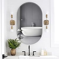 Frameless Oval Mirror 22 x 38 Inch - Beveled Polished Edge - Silver Pill Shaped Mirror Hanging Vertical or Horizontal for Bathroom, Living Room, Bedroom, Entryway
