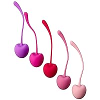 Shibari Cherry Kegel Balls, 5Piece Variable, Weighted Set to Exercise & Tone Pelvic Floor Muscles, Made with Premium Grade Silicone