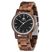 VICVS Wooden Watches for Men Women Natural Walnut Olive Wood Chronograph Japanese Quartz Adjustable Strap Military Sports Leisure
